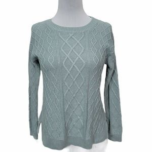 Harper Lane Womens S Blue‎ Chunky Cable Knit Surplice Open Back Sweater NEW
